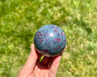 Ruby in Kyanite Sphere | Polished | UV Reactive Ruby