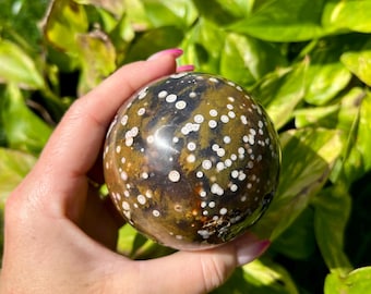 カーネリアンの内包物を含むフラワーアゲート球 - 研磨済み - Etsy 日本