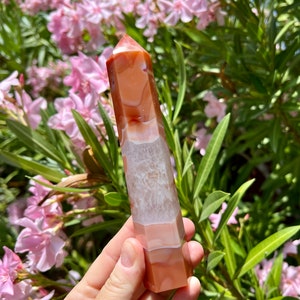 Orange Carnelian x Quartz Tower | Polished | Red Carnelian Agate