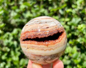 カーネリアンの内包物を含むフラワーアゲート球 - 研磨済み - Etsy 日本
