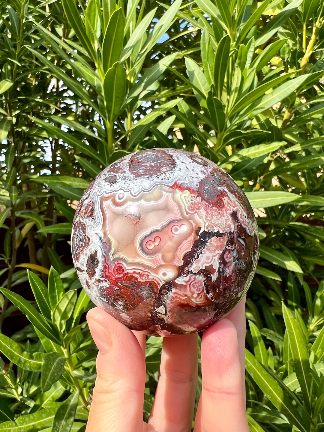 Large Druzy Mexican Crazy Lace Agate Sphere - Polished - Grade AA