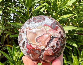 Large Druzy Mexican Crazy Lace Agate Sphere - Polished - Grade AA