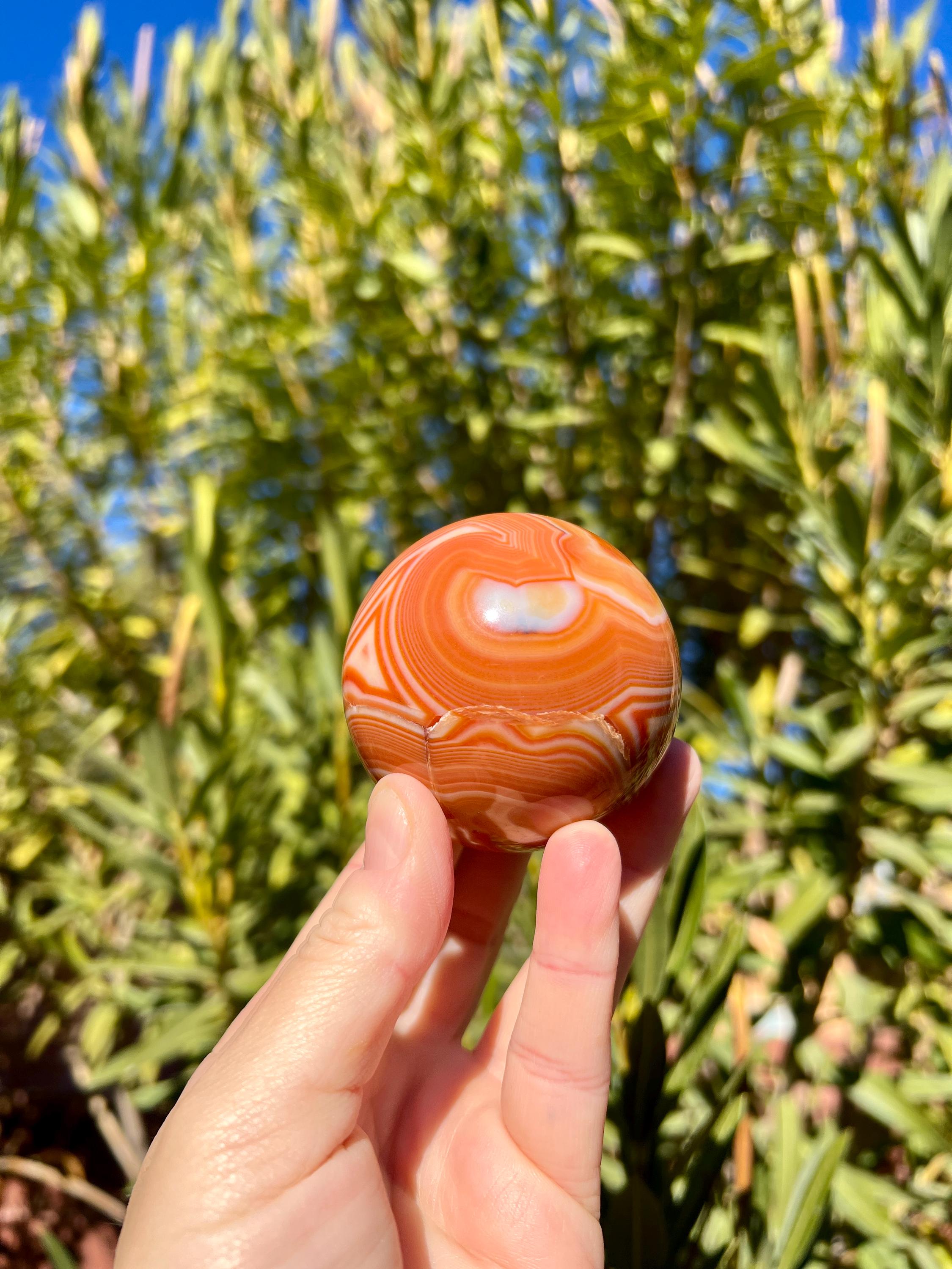 カーネリアン　スフィア 縞模様のドゥルージー サードニクス スフィア | グレード A 品質 | 縞