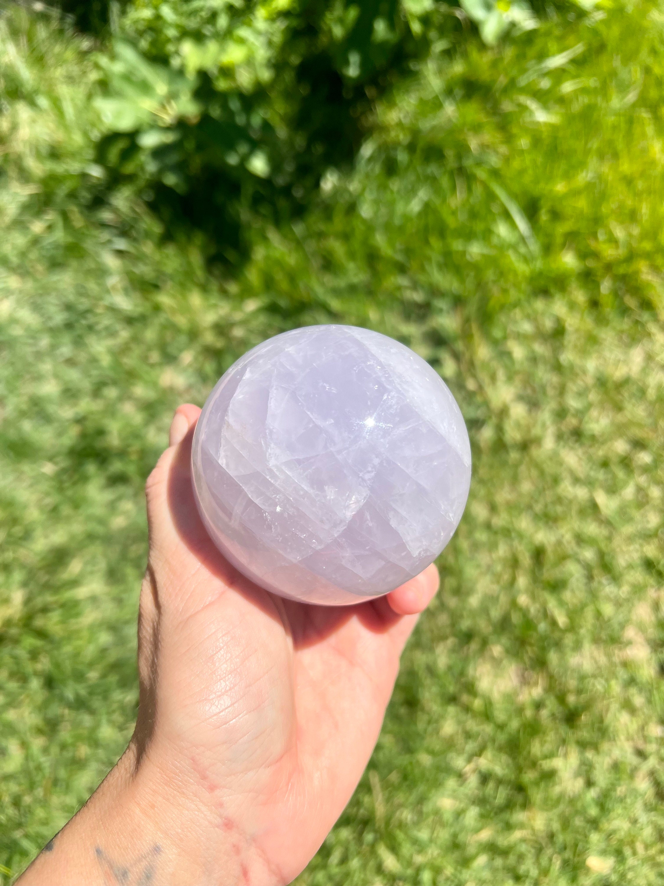 Large Periwinkle Rose Quartz Sphere | Rainbow Inclusions - Etsy
