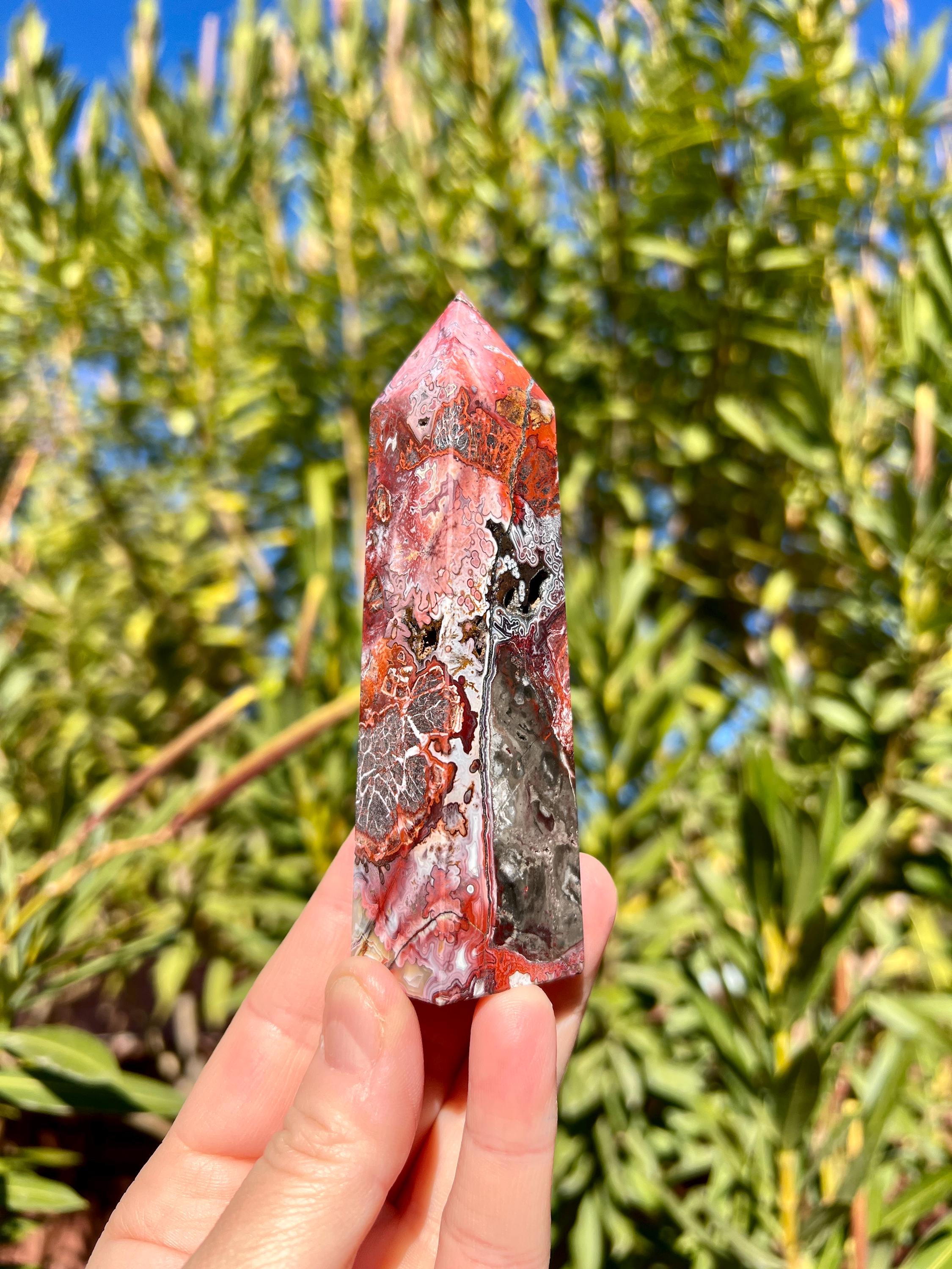 Druzy Agate 　原石　赤箱付き　最終値下げ Druzy Mexican Lace Agate Point | Red Mexican Crazy Agate | Mexican