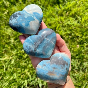 Trolleite Puffy Hearts | Blue Trolleite Crystal Heart Carving (You Choose)