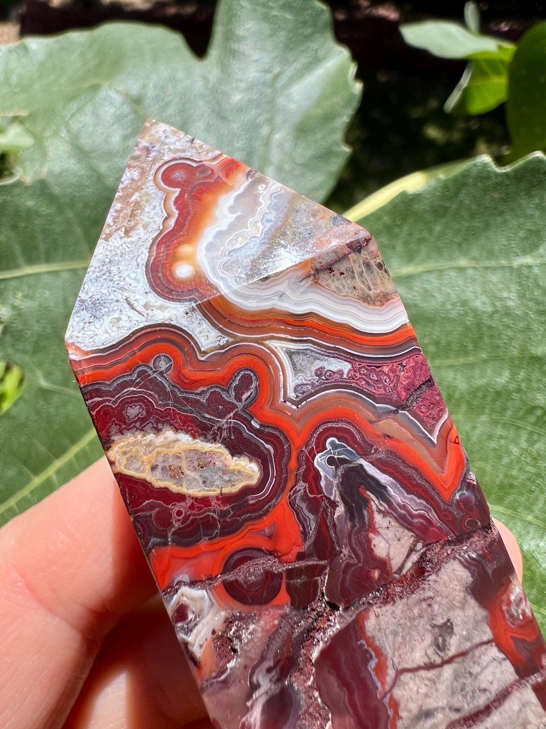Druzy Agate 　原石　赤箱付き　最終値下げ Druzy Mexican Lace Agate Point | Red Mexican Crazy Agate | Mexican