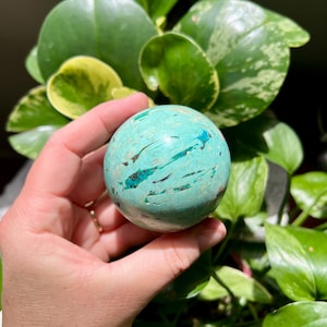 Peruvian Turquoise Sphere with Chrysocolla & Galena