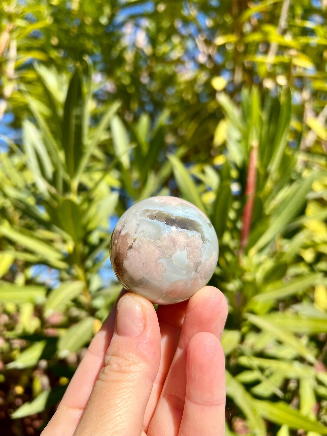 RARE Green Flower Agate Sphere Polished Etsy