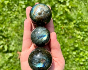 Labradorite Spheres with Mixed Rainbow Flash - Polished (You Choose)
