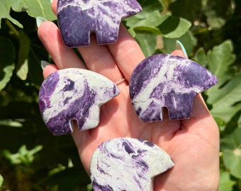 Kammerite with Serpentine Mini Bears | Crystal Bear Carvings