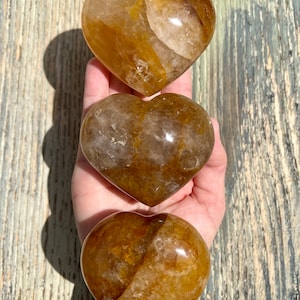 Large Golden Healer Quartz Puffy Hearts - Polished (You Choose)