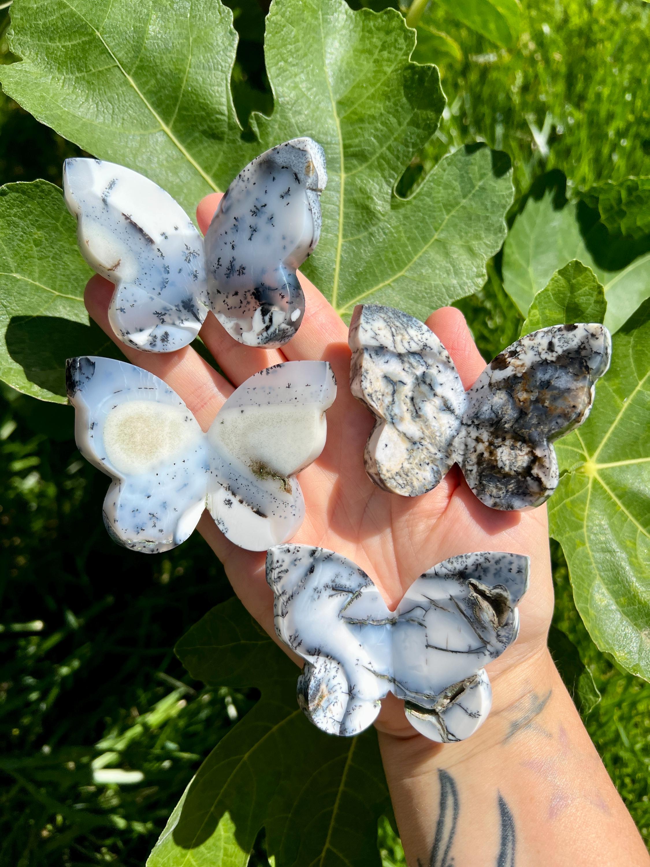 Dendritic Opal 3D Butterflies | Crystal Butterfly Carving | Self