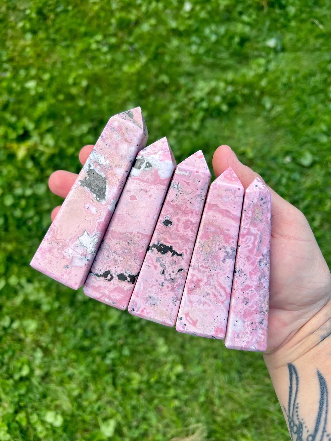 Peruvian Pink Rhodonite Points - Grade A (you Choose) - Etsy