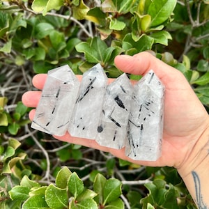 Black Tourmaline in Quartz Points | Polished | You Choose
