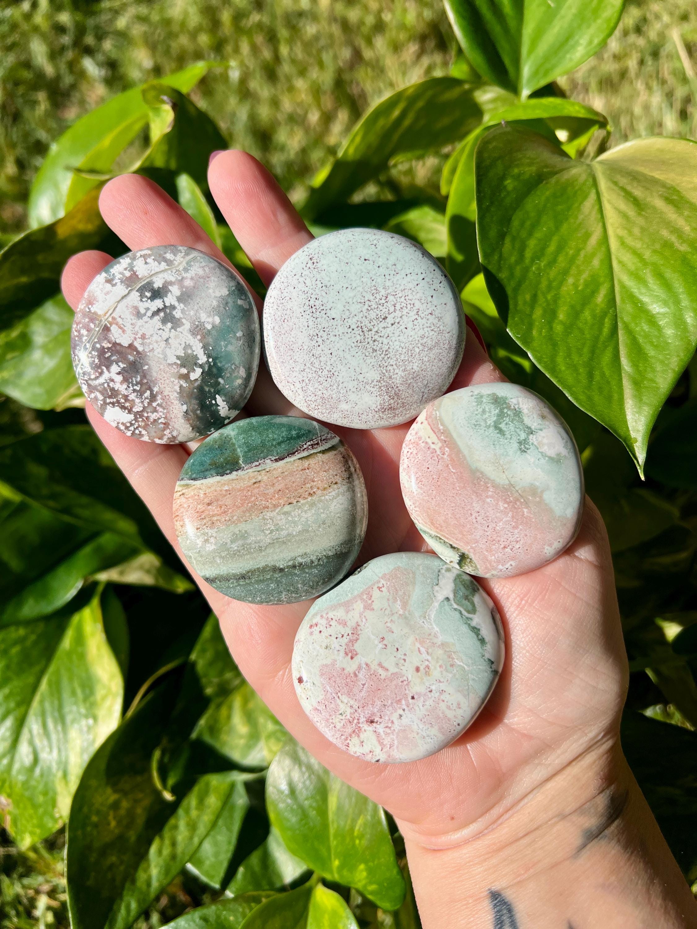 Unicorn Jasper Flat Stones | Unicorn Jasper Flat Palm Stones - Etsy
