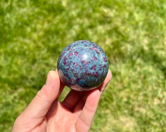 Ruby in Kyanite Sphere | Polished | UV Reactive Ruby