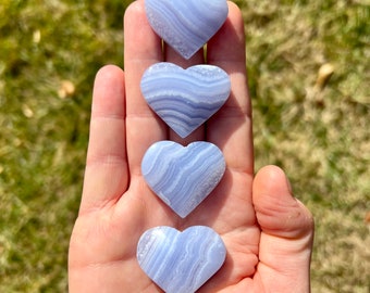 Blue Lace Agate Mini Hearts | Grade A Quality | Crystal Heart Carving | One Piece