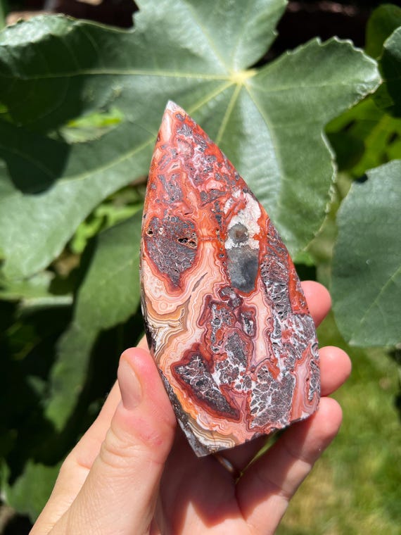 Mexican Agate Flame | Peach/orange Mexican Crazy Agate | Mexican