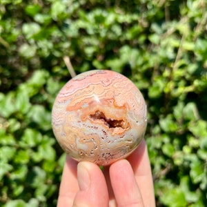 Pink Druzy Crazy Lace Agate Sphere from Indonesia - Polished - Incredible Quality
