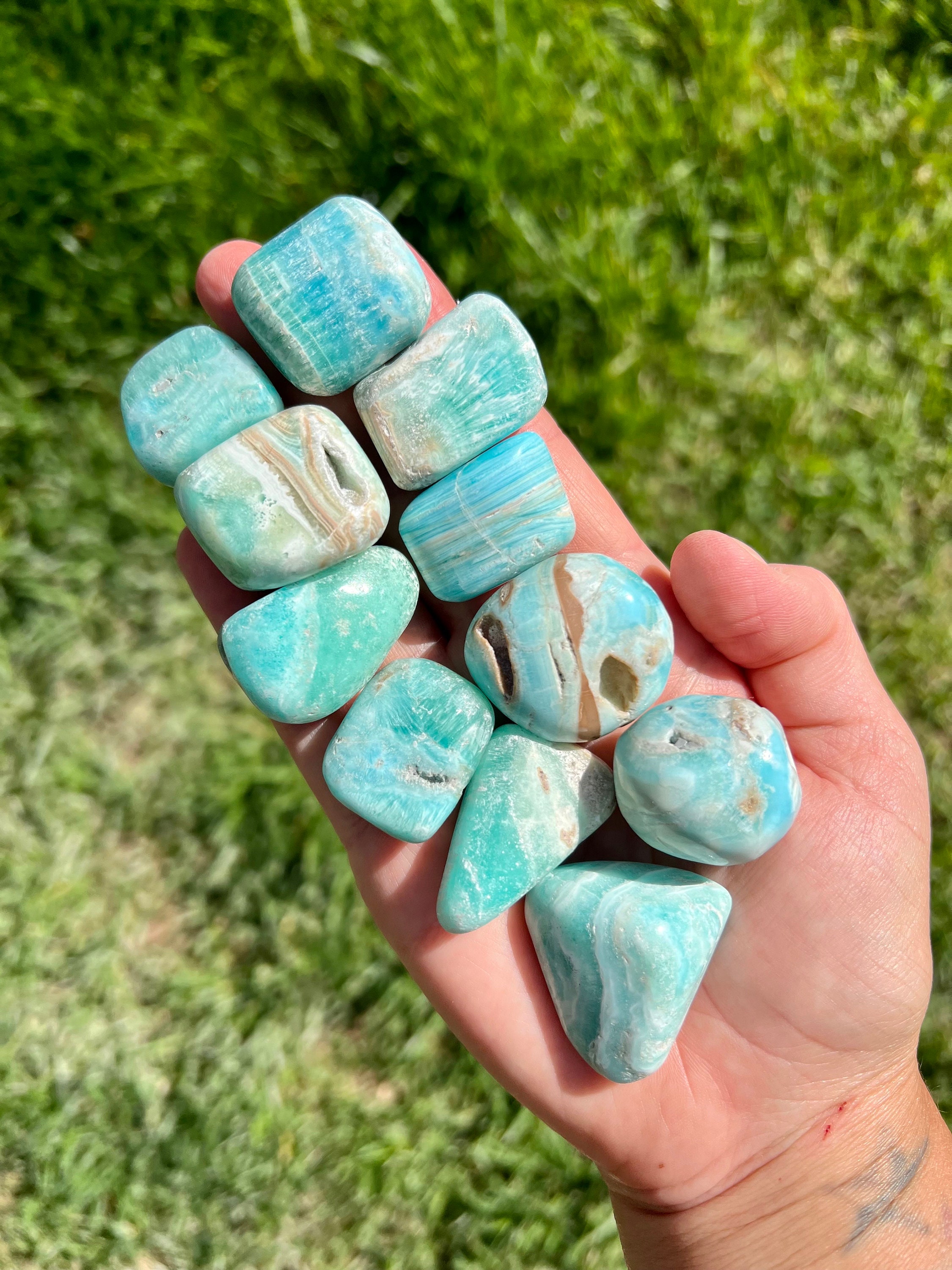 Blue Aragonite Tumbled Stones | Smithsonite Pocket Stones