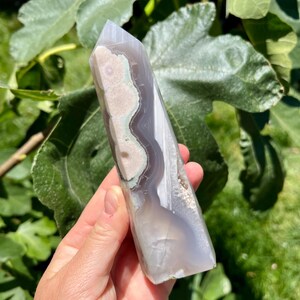 Druzy Flower Agate Tower | Green Flower Agate