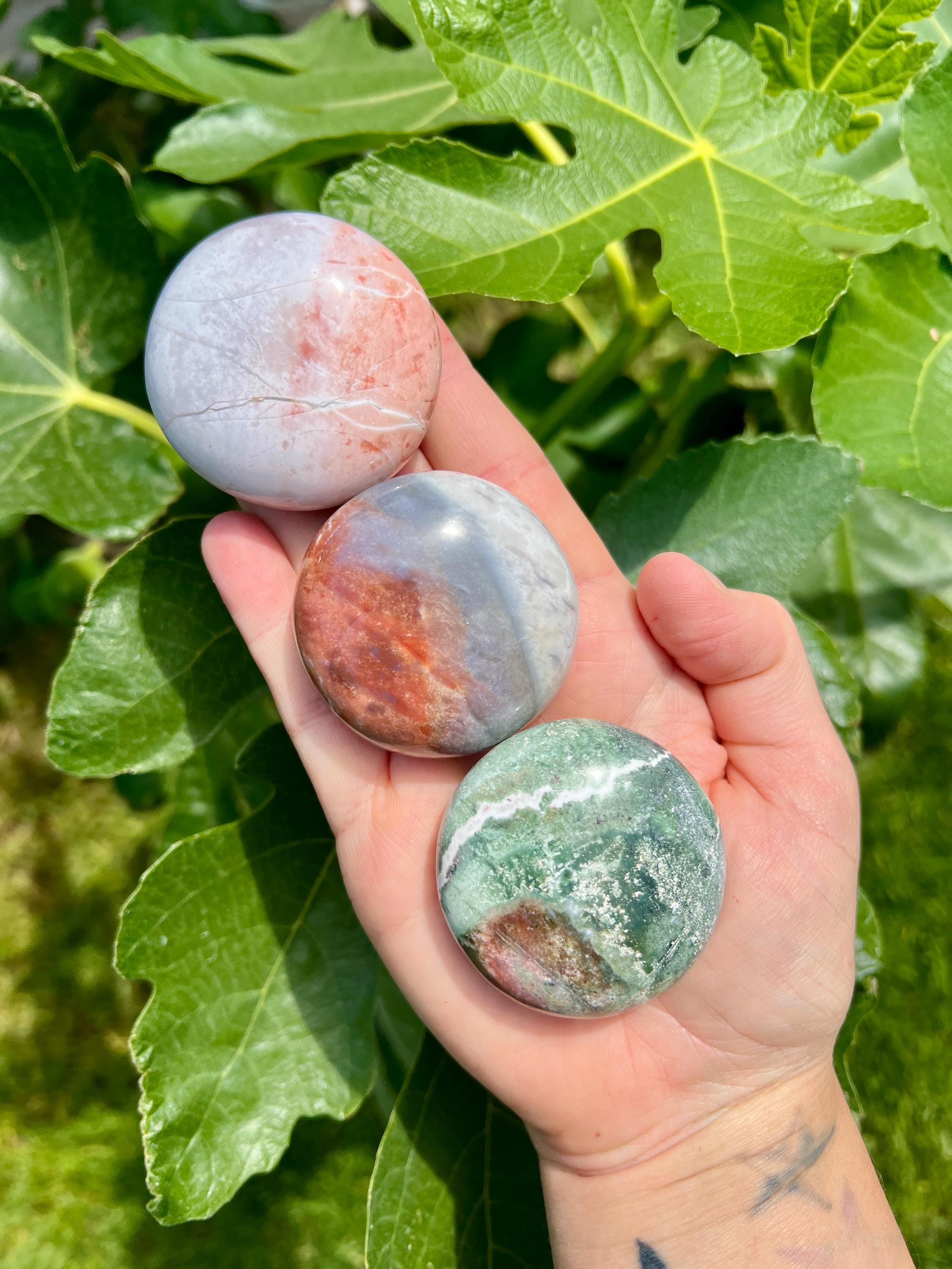 Unicorn Jasper Cookie Palms | Unicorn Jasper Round Palm Stones - Etsy