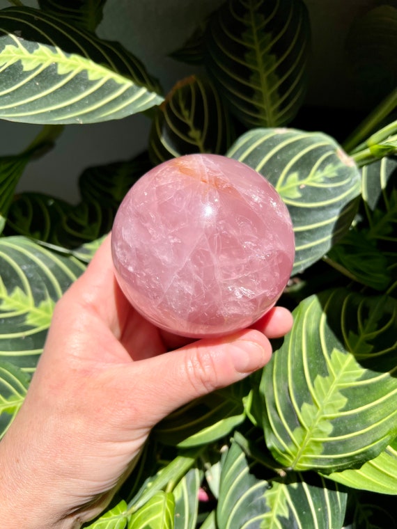 大きなジェミースターローズクォーツ球とゴールデンヒーラー