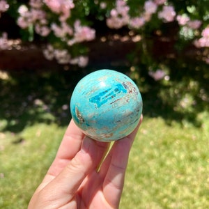Peruvian Turquoise Sphere with Chrysocolla | Polished