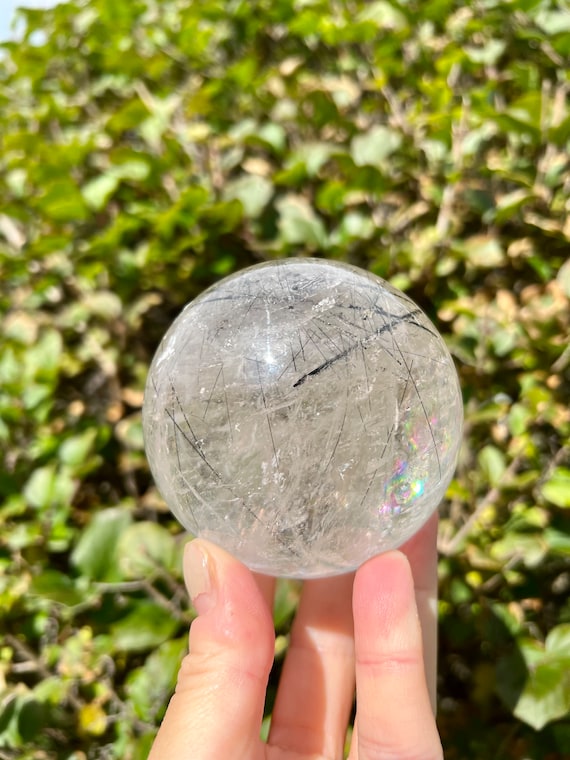 高品質】ブラックルチルクォーツスフィア 天然ブラックルチルクォーツ