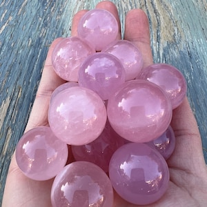 Bubblegum Pink Rose Quartz Spheres | Star Rose Quartz Mini Spheres | Polished (One Sphere)