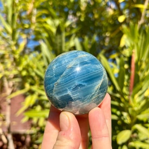 Aquatine Lemurian Calcite Sphere | Blue Onyx Stone | Polished | Grade A Quality