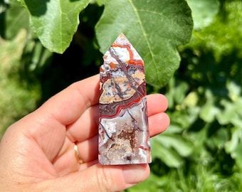 Druzy Mexican Lace Agate Point | Red Mexican Crazy Agate | Mexican