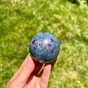 Ruby in Kyanite Sphere | Polished | UV Reactive Ruby