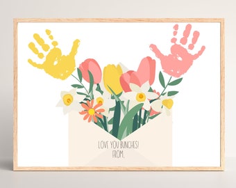 Mothers Day Handprint Flower Craft, Printable Wall Art, Mothers Day Gift, Mothers Day Craft, Gift For Grandma, Mothers Day Card, Handprint