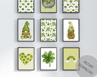 10 Printable St Patricks Day Wall Art, St Patricks Decor, Printable Card, Lucky Irish Decor, Printable Art Gallery, Green Wall Art, St Patty