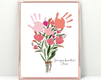 Mothers Day Handprint Flower Craft, Printable Wall Art, Mothers Day Gift, Mothers Day Craft, Gift For Grandma, Mothers Day Card, Handprint