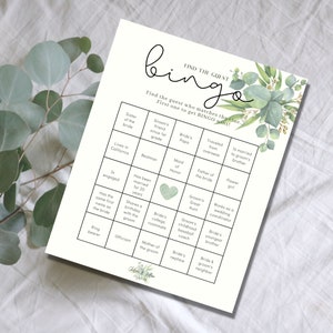 Bingo de bodas, plantilla de tablero de bingo, plantilla de bingo de bodas, creador de plantillas de bingo, plantilla de bingo nupcial, bingo de eucalipto, tarjeta de bingo