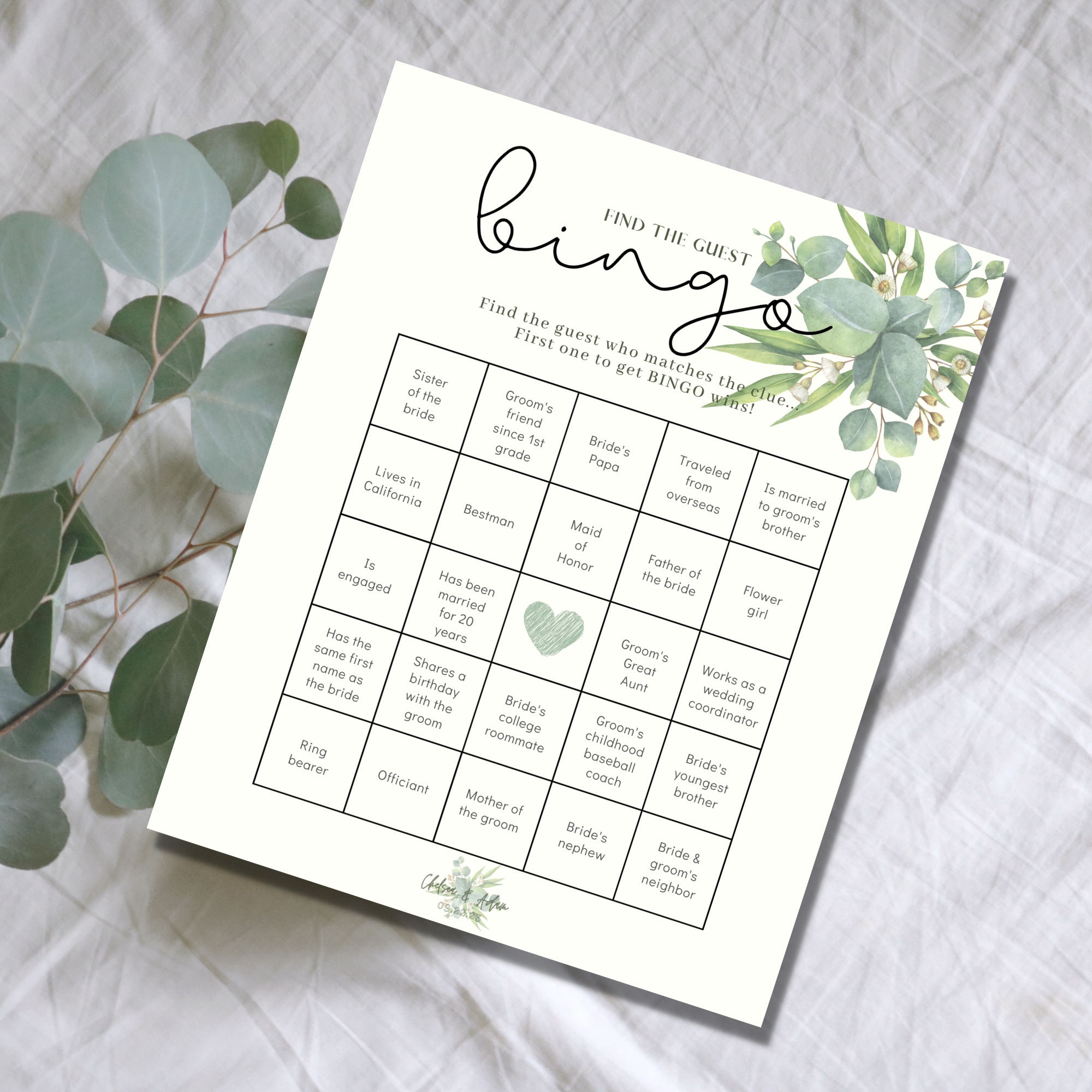 Wedding Bingo, Bingo Board Template, Wedding Bingo Template, Bingo