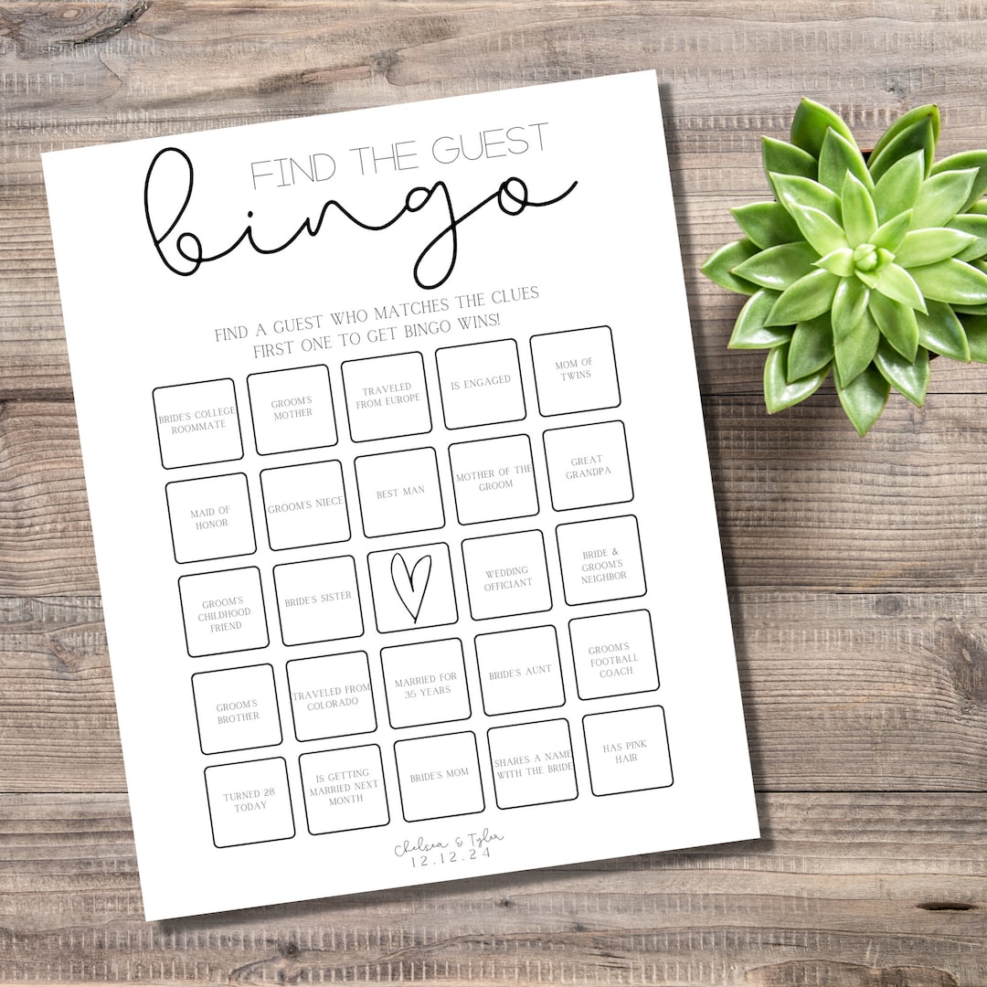 Wedding Bingo Board Template, Bingo Template, Wedding Bingo Cards ...