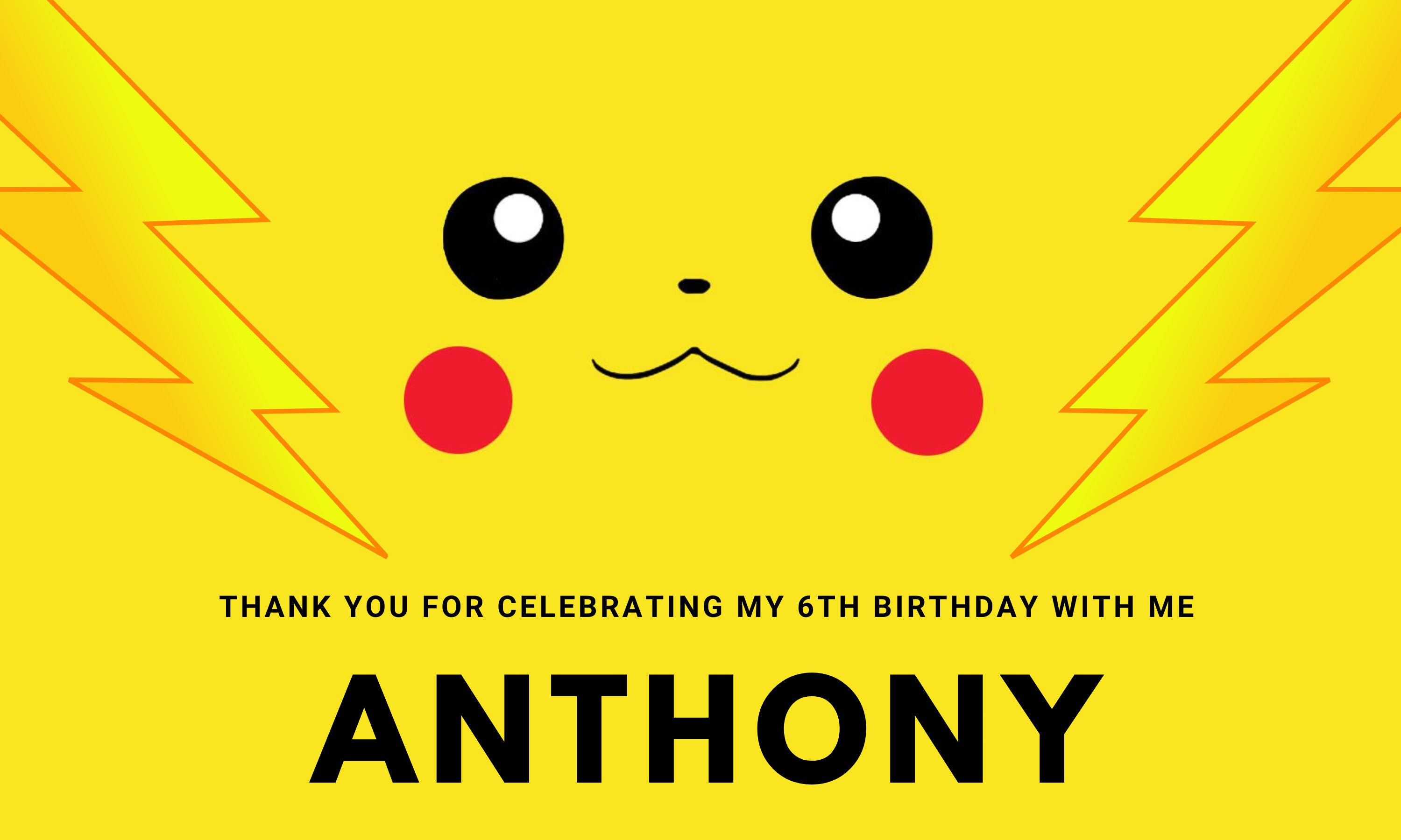 Pikachu Thank You Card Pokemon Thank You Card Digital File - Etsy