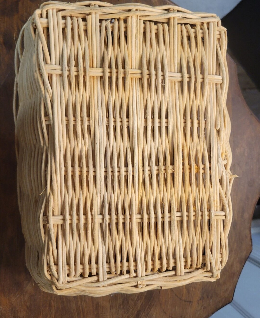 Vintage Farmhouse Wicker Basket With Ceramic Handles Etsy