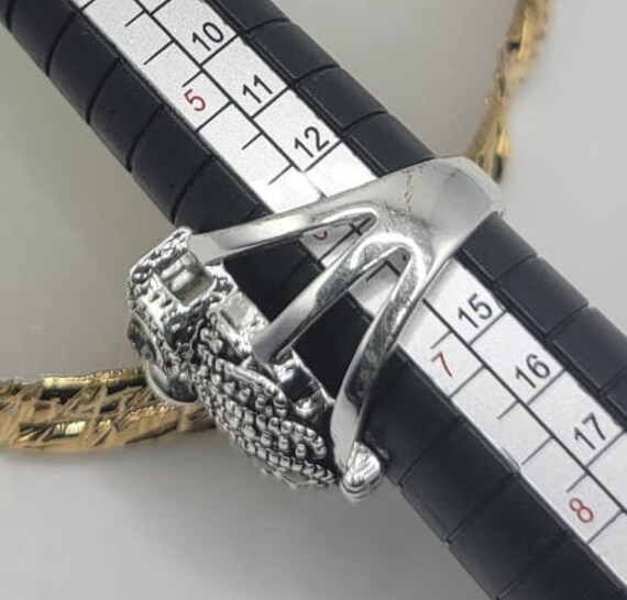 Silvertone Rhinestone owl Ring. - image 4