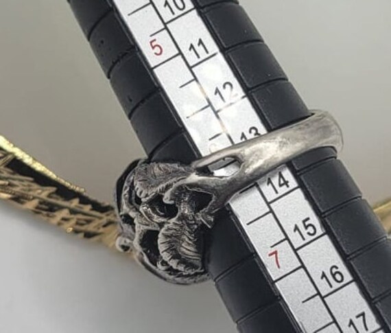 Silvertone Rhinestone owl Ring. - image 6