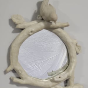 Victorian Trading NWD Sparrow&#39;s Delight| Hand Painted White Bird Mirror| 8 x 11 5B