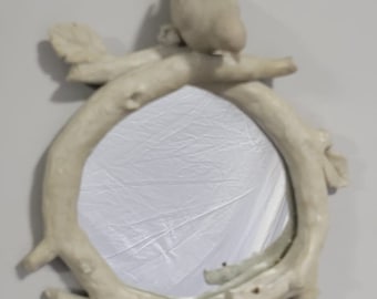 Victorian Trading NWD Sparrow's Delight| Hand Painted White Bird Mirror| 8 x 11 5B