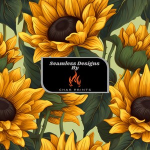 Patrón de repetición de girasol dibujado a mano - Diseño de descarga digital - Patrón sin costuras - Patrón de superficie