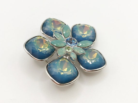 Vintage signed Givenchy silver-tone floral brooch… - image 10