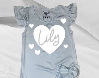 Personalized toddler nightgowns for Valentines Day, Custom girls birthday pj for slumber party and sleepovers, Matching customized nightgown