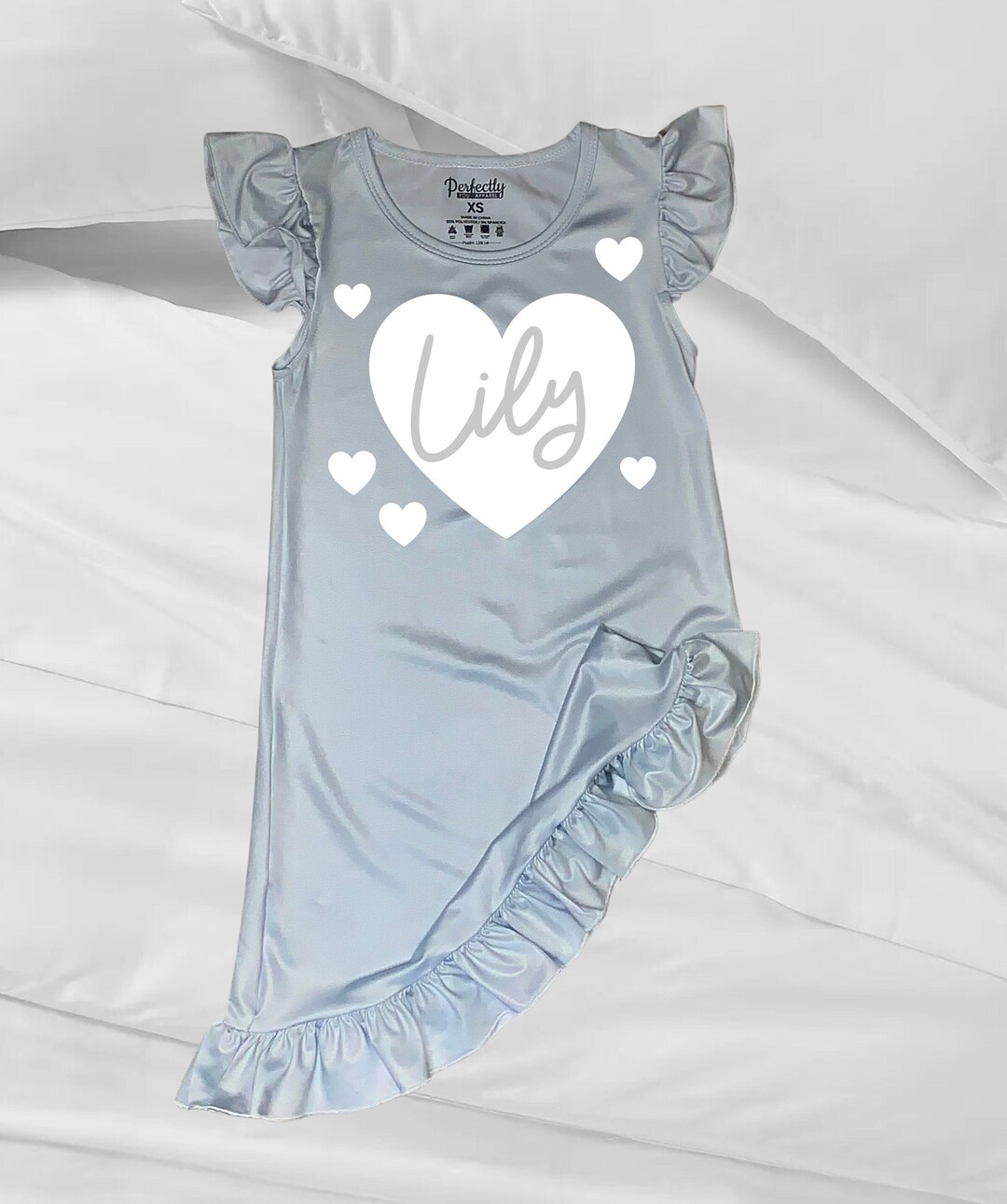 Personalized Toddler Nightgowns for Valentines Day, Custom Girls